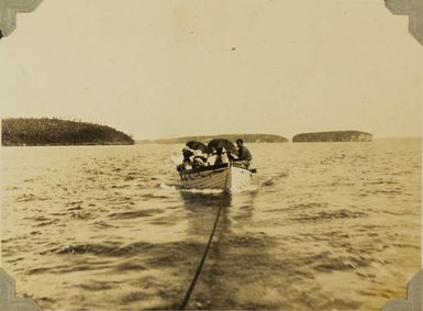 Boat en route to Swallows Cave, Kapa Island, 1928