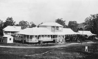 View of the military hospital. The medical officers quarters are to the right