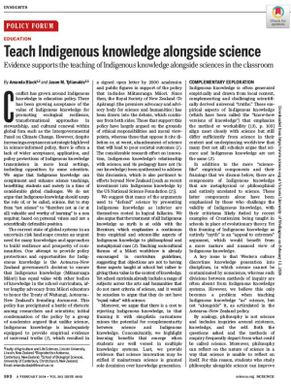 Teach Indigenous knowledge alongside Science