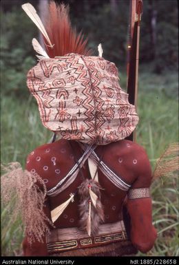 Tapa cloth head-cape designs