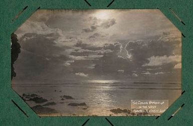 'The clouds banked up in the west foretell a stormy night'.  From the album: Banaba (Ocean Island)