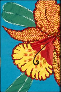 Tivaevae tataura, cattleya orchid pattern, by Parau Taruia (detail)