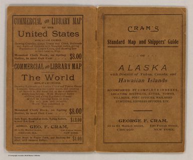 (Covers to) Alaska. Published by Geo. F. Cram, Chicago, Ill. (on verso) Map of the territory of Hawaii. Published by Geo. F. Cram. (with) Minor U.S. possessions in the Pacific Ocean. Compiled from the latest surveys by Eugene Murray Aaron. (1901?)