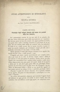 Studii antropologici ed etnografici sulla Nuova Guinea / Paolo Mantegazza.