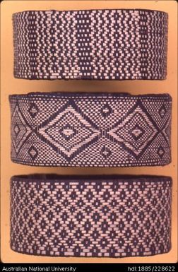 Examples of finely woven Febi armbands that are eagerly sought after by neighbouring groups