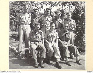 LAE, NEW GUINEA. 1944-08-19. CLERKS OF THE SUPPLY AND TRANSPORT SECTION, HEADQUARTERS, NEW GUINEA FORCE. IDENTIFIED PERSONNEL ARE:- VX58809 PRIVATE H.J. SCREEN (1); QX54595 PRIVATE R.E. ANDERSON ..