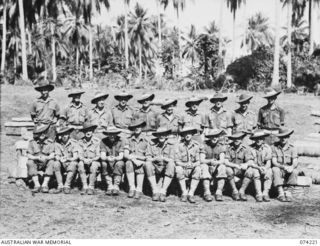 SIAR, NEW GUINEA. 1944-06-23. PERSONNEL OF NO.2 PLATOON, HEADQUARTERS COMPANY, 57/60TH INFANTRY BATTALION. IDENTIFIED PERSONNEL ARE:- PRIVATE F. RAWLINGS (1); PRIVATE G. DWYER (2); V122001 PRIVATE ..