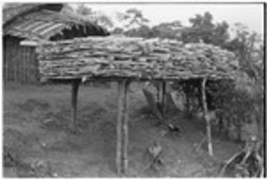 Firewood stacked for mortuary feast