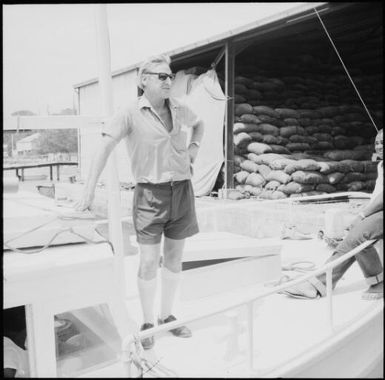 Bob Paul on a boat, Port Vila, Vanuatu, approximately 1969 / Michael Terry