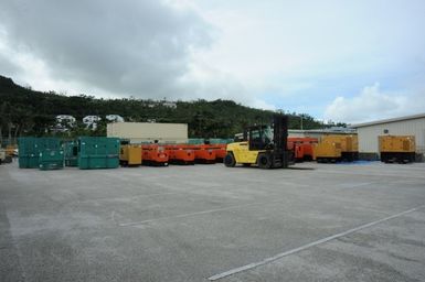 FEMA generators stand ready for transport back to FEMA warehouses in Hawaii, Guam, and California after months of use on the island of Saipan in the Commonwealth of the Northern Mariana Islands. These generators were used for emergency power at 96 key facilities throughout the Island immediately after Typhoon Soudelor struck the island in August.