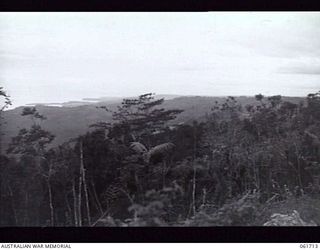 WAREO, NEW GUINEA. 1943-12-10. PHOTOGRAPH TAKEN FROM A CAPTURED JAPANESE OBSERVATION POST SHOWING ITS COMMANDING POSITION OVERLOOKING THE COAST. (TO JOIN-UP WITH 61714)