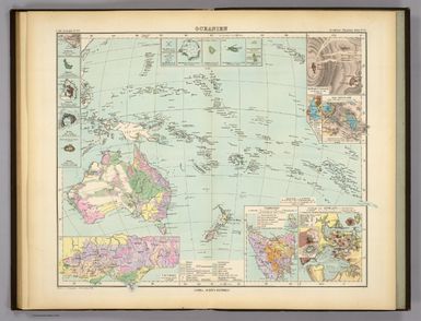 Oceanien. (with) Victoria nach Brough Smyth. (with) Tasmanien nach R.M. Johnston und C.P. Sprent. (with) Landenge von Auckland n.v. Hochstetter. (with) Das Seenland (Neu-Seeland) nach d. 10. Juni 1886. (with) Hawaii-Vulkane veranderungen bis 1886. Entw. v. H. Berghaus 1886, Ausg. 1888. Gotha: Justus Perthes (1892)