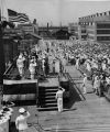 View of the commissioning ceremony aboard the U.S.S. Saipan