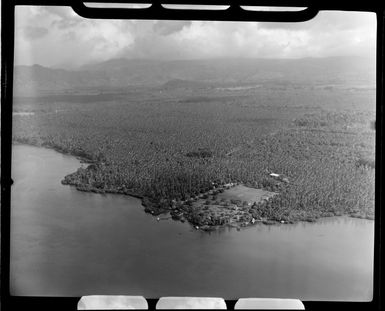 Village near Apia, Upolu, Samoa, showing huts