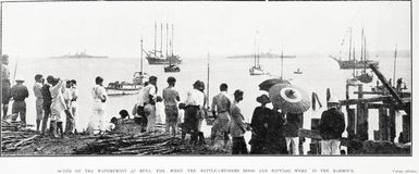 Scene on the waterfront at Suva, Fiji, when the battle cruisers Hood and Repulse were in their harbour