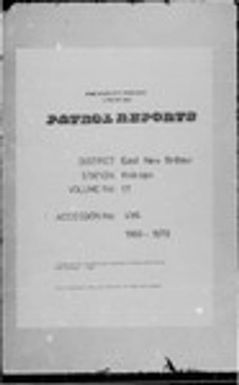 Patrol Reports. East New Britain District, Kokopo, 1969 - 1970