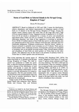 Status of land birds on selected islands in the Ha'apai group, Kingdom of Tonga