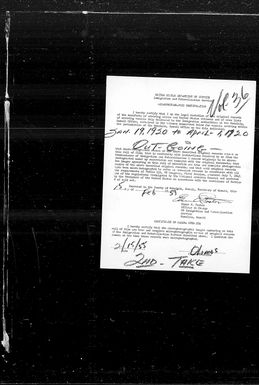 Volume 36: Immigration Service Forms, January 19, 1920-April 1, 1920