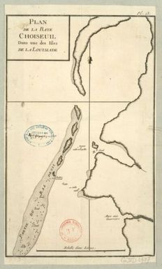 ["Plan de la baye Choiseuil dans une des îles de la Louisiade / [tirée de Bougainville]"]