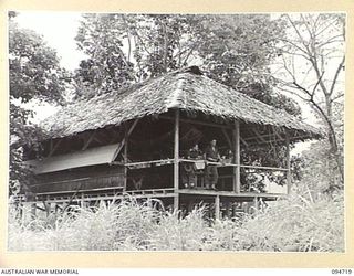 YALU AREA, NEW GUINEA, 1945-07-30. THE OFFICERS' MESS, 2/1 FORESTRY COMPANY, ROYAL AUSTRALIAN ENGINEERS, PHOTOGRAPHED AT THE COMMANDING OFFICER'S REQUEST FOR A REPORT