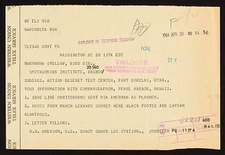 Field correspondence March-April 1963