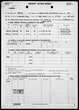 VMF-224 - ACA Reps Nos 118-119 & 121 – Air opers against the Marshall Islands, 12/4-26/44