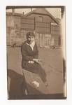 Heather sitting on bench, c1900 to ?