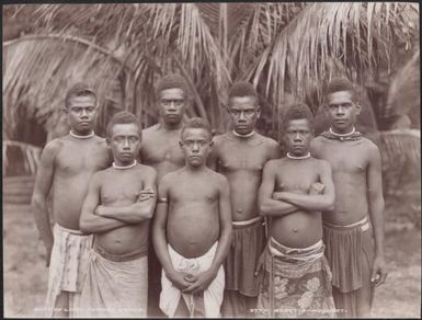 Seven young men of Loh, Torres Islands, 1906 / J.W. Beattie