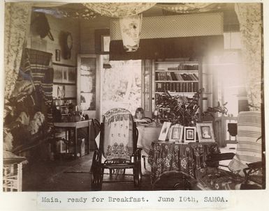 Maia Cusack Smith at the breakfast table, Samoa