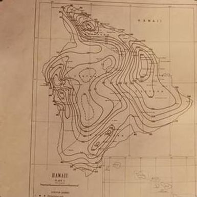 [Vintage map of average annual rainfall in Hawaii, United States]