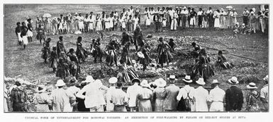 Unusual form of entertainment for Monowai tourists: an exhibition of fire-walking by Fijians on red-hot stones at Suva