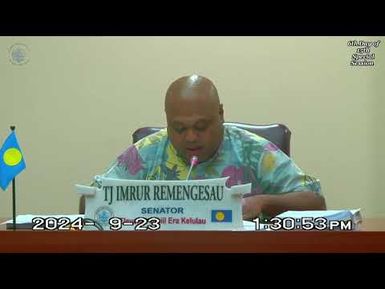 Palau National Congress | 11th OEK, The Senate 6th day of 15th Special Session Sept. 23, 2024
