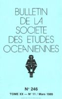 Bulletin de la Société des Études Océaniennes numéro 246