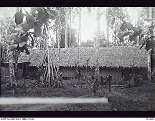 MILNE BAY, PAPUA. 1944-05. EXTERNAL VIEW OF THE NURSES' QUARTERS. (NAVAL HISTORICAL COLLECTION)
