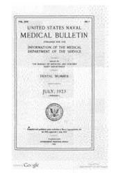 United States Naval Medical Bulletin Vol. 19, Nos. 1-6, 1923