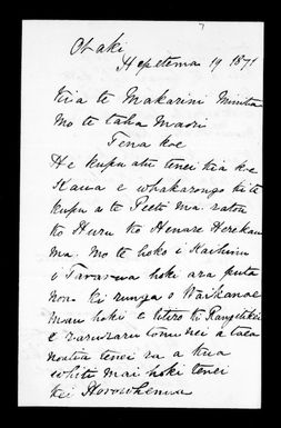 Letter from Karanama Te Kapukaiota, Heremaia Te Tihi Akapika Te Tewe and others to McLean