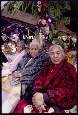 Maluhola, Soloi and Amelia at the dedication feast for Vaine Mo'onia church