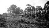 Graveside ceremony for fallen soldiers on Guadalcanal, 1940s