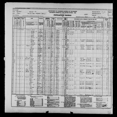 1940 Census Population Schedules - Hawaii - Honolulu County - ED 2-105