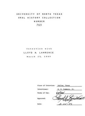 Oral History Interview with Lloyd A. Lawrence, March 25, 1989