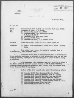 COMTASK-UNIT 32.13.1 & COMTASK-GROUP 32.13 - Rep of Amphibious Ops in the Assault & Occupation of Peleliu Is, Palau Is, 9/4/44 - 10/2/44