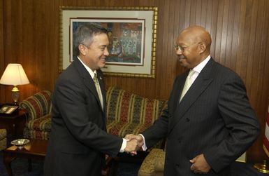 Secretary Alphonso Jackson with Guam Governor Felix Camacho - Secretary Alphonso Jackson meeting with Guam Governor Felix Camacho at HUD Headquarters