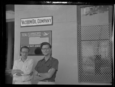 Staff from the Donald Tahiti TEAL (Tasman Empire Airways Limited), in front of building, Tahiti