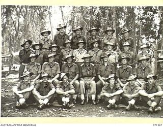 KILIGIA, NEW GUINEA, 1944-03-16. QX36344 BRIGADIER G.V. MORIARTY, MC, VD, COMMANDER ROYAL ARTILLERY (10) WITH HIS MEN AT HEADQUARTERS, ROYAL AUSTRALIAN ARTILLERY, 5TH DIVISION. IDENTIFIED PERSONNEL ..