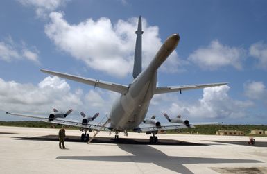 A Canadian CP-140 Aurora (P-3 Orion) aircraft, 407th Maritime Patrol Squadron, on the flightline at Andersen Air Force Base (AFB), Guam. The aircraft and crew are participating in the Joint exercise TANDEM THRUST 2003. The exercise is a joint endeavor including forces from the US, Canada, and Australia