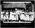 Nursing sister with mothers and children at a baby clinic, Nauru, approximately 1930s
