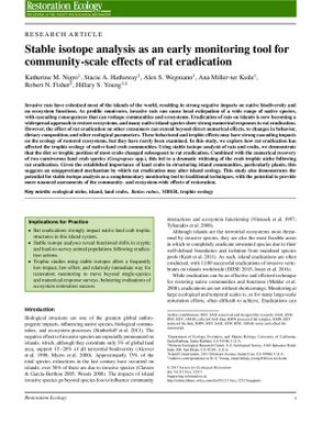 Stable isotope analysis as an early monitoring tool for Community-scale effects of rat eradication