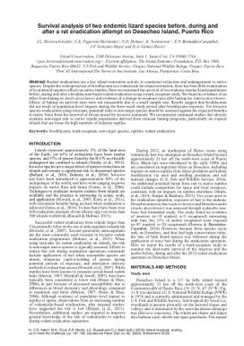 Survival analysis of two endemic lizard species before, during and after a rat eradication attempt on Desecheo Island, Puerto Rico