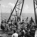 Palmerston Island locals aboard R/V Spencer F. Baird during stopover, Cook Islands