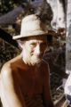 French Polynesia, portrait of elderly man wearing hat on Tahiti Island